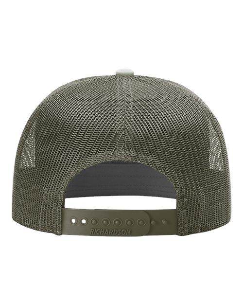 "Script" Leatherette Patch Seven-Panel Trucker Cap