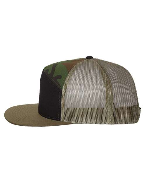 "Script" Leatherette Patch Seven-Panel Trucker Cap
